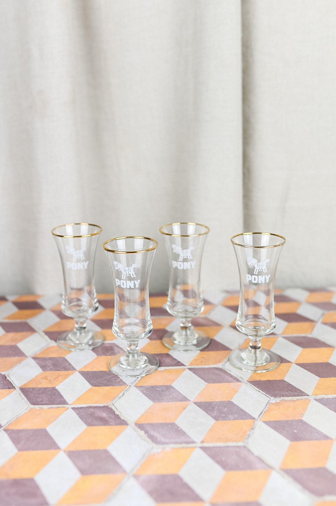RARE Pony Glasses, Set of 3, Made in England, Liquor Vintage Glasses