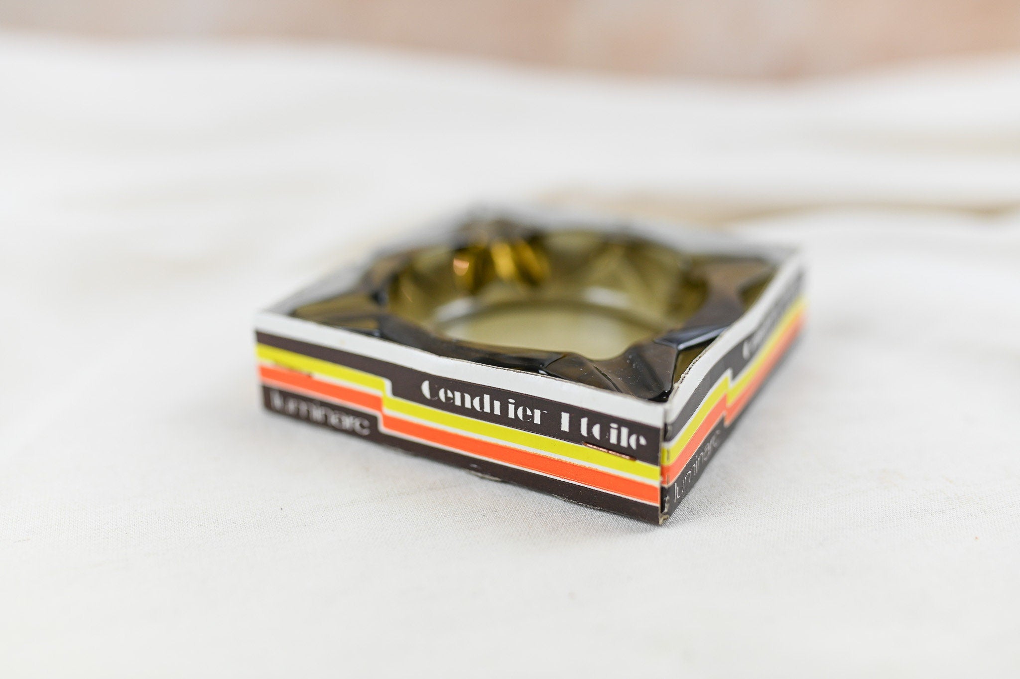 Vintage Amber Glass Ashtray