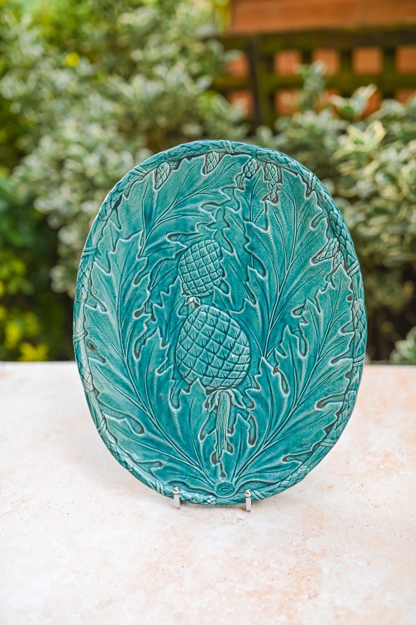 Asparagus & Artichokes Majolica Dish