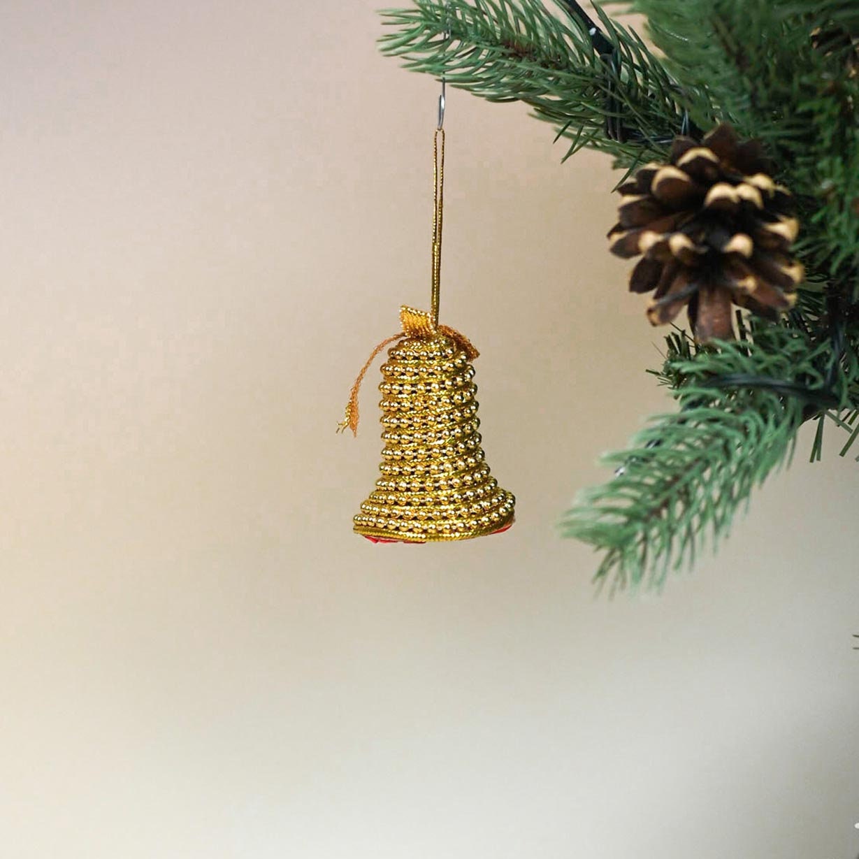 Seventies Gold Bell & Bauble, Set of 2