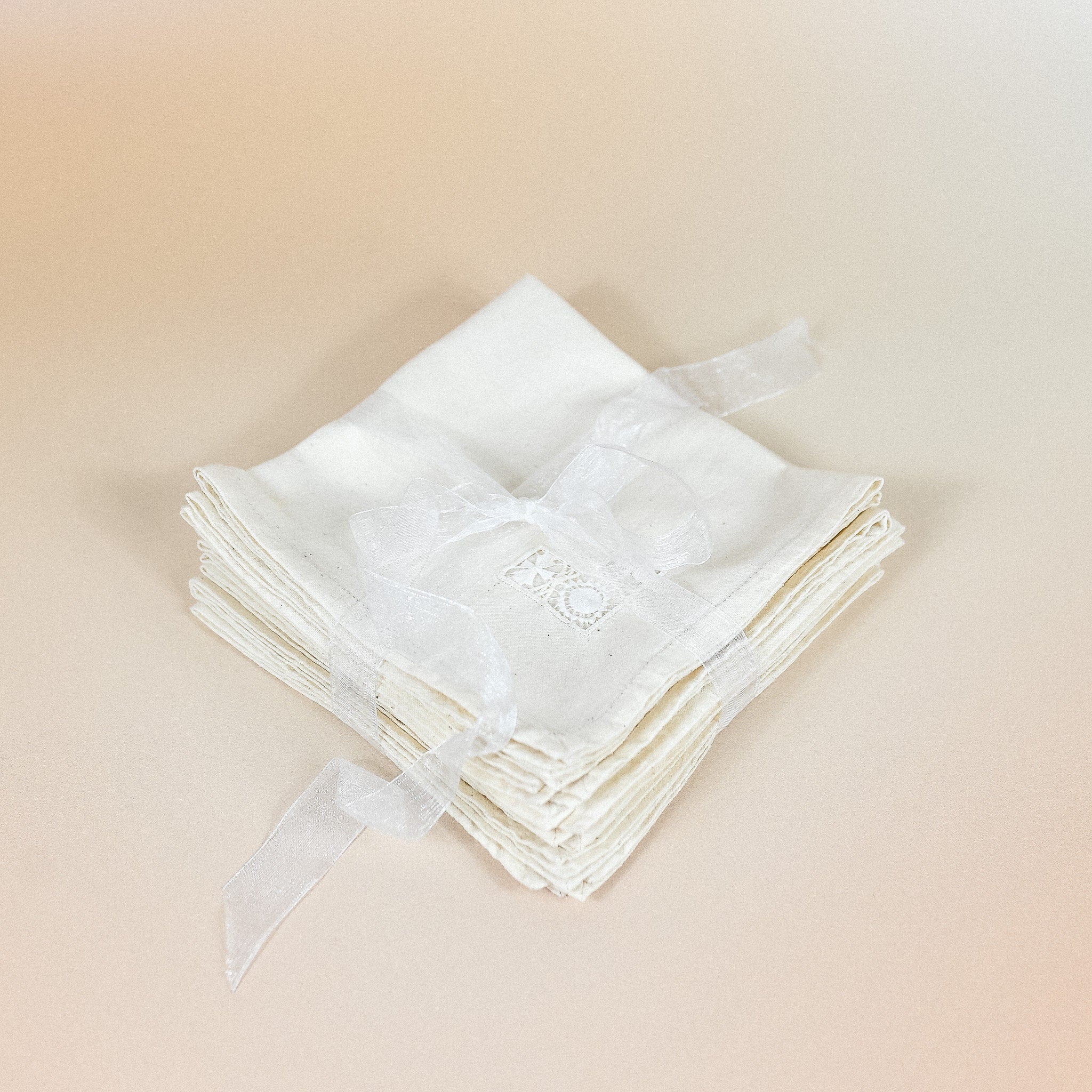 Cotton Napkins with Lace Details, Set of 8