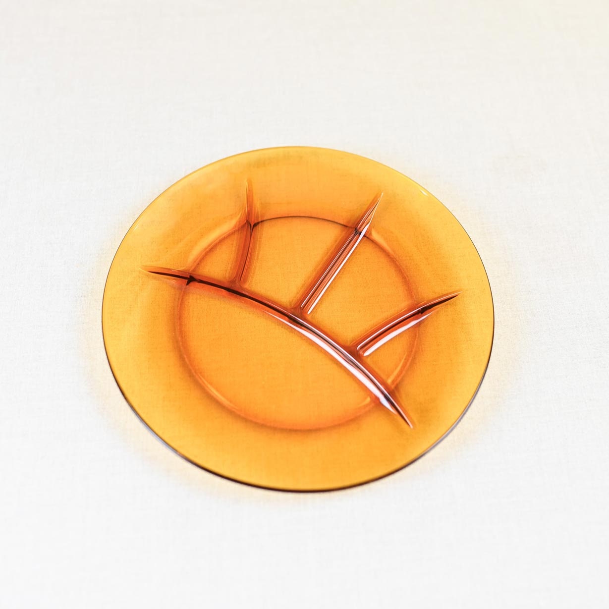 Seventies Amber Fondue Plates, Set of 6