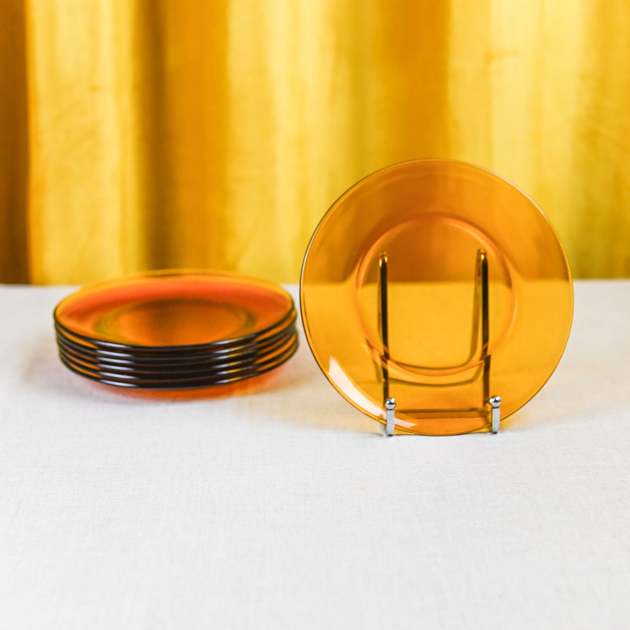 Seventies Amber Plates, Set of 6