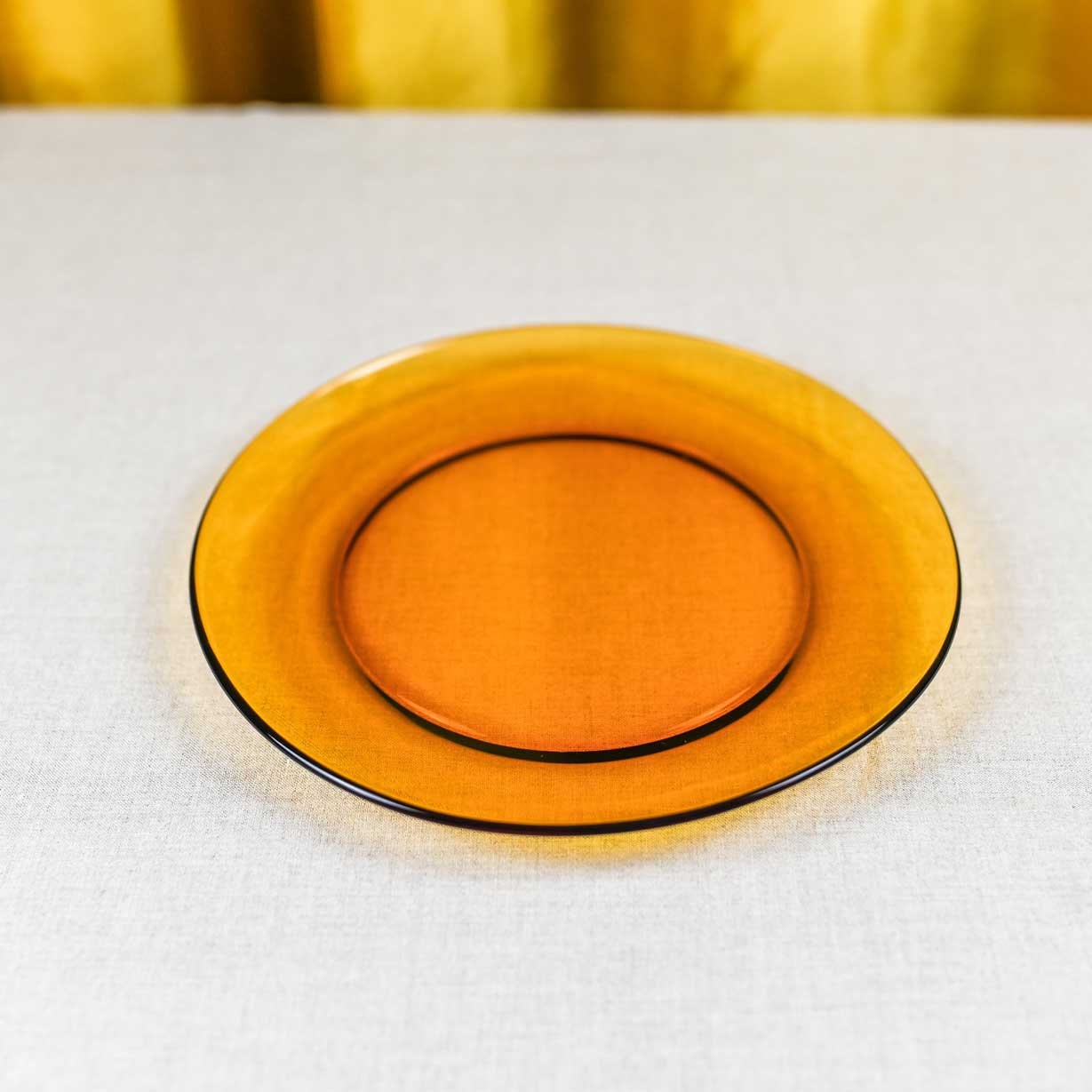 Seventies Dessert Amber Plates, Set of 7