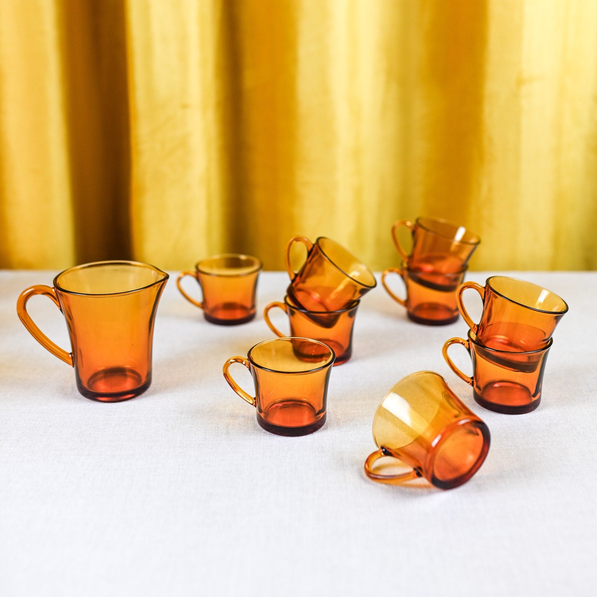 Amber Coffee Cups & Milk Pot, Set of 9