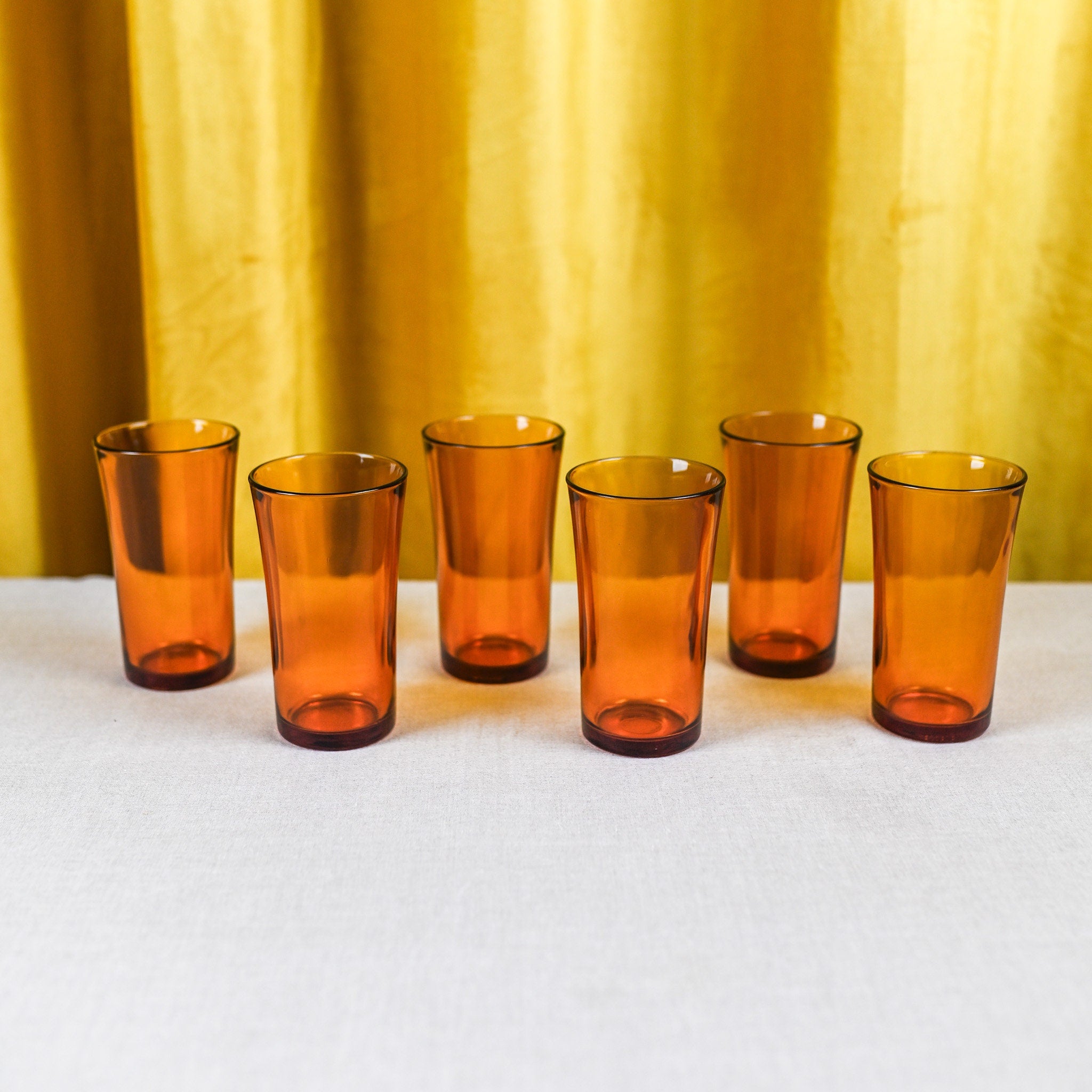 Amber Tumbler Glasses, Set of 6