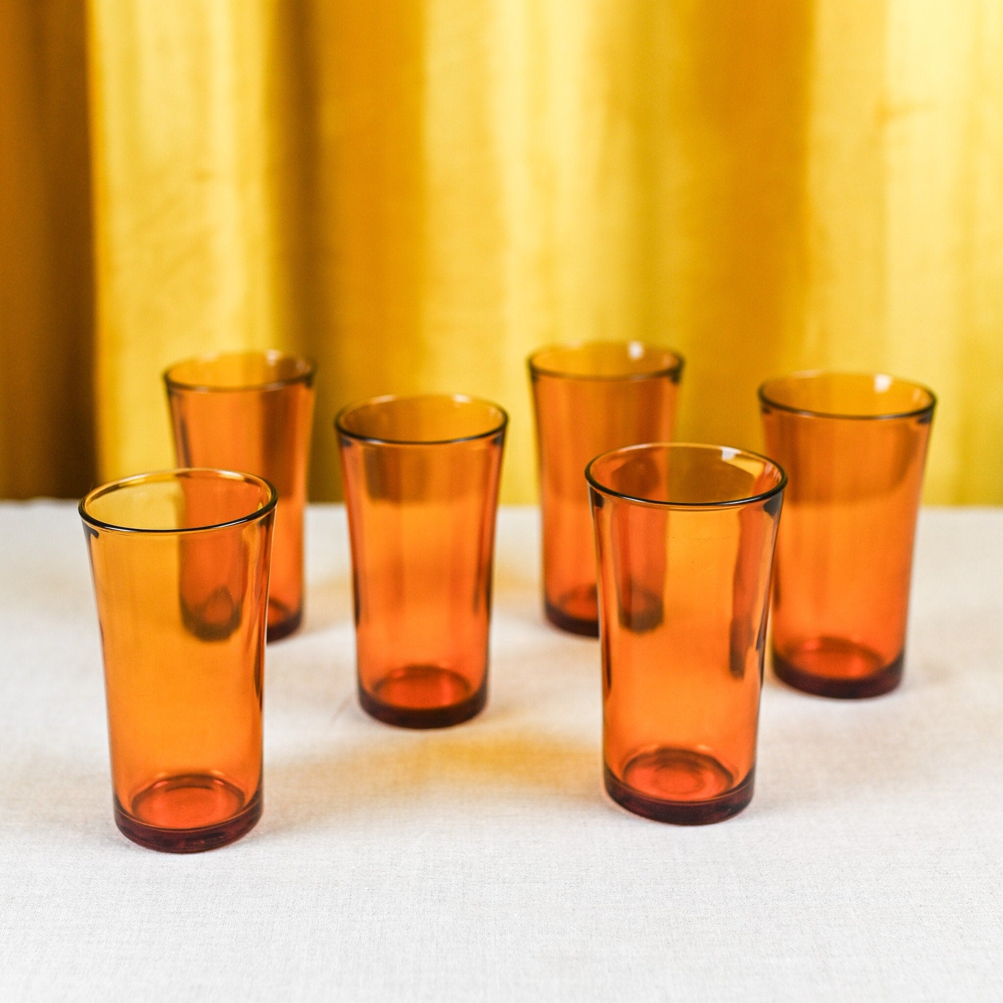 Amber Tumbler Glasses, Set of 6