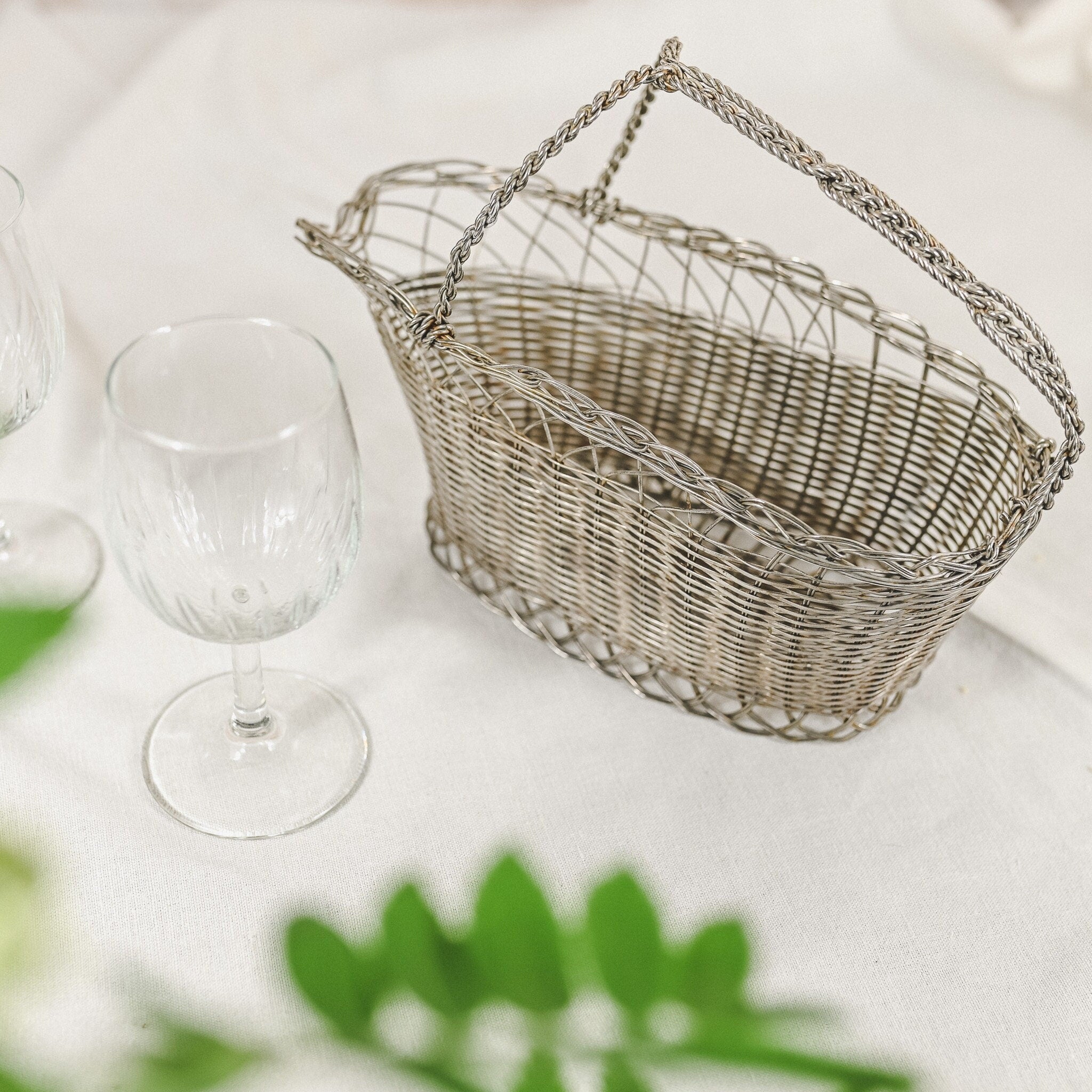 Braided Silver Plated Wine Basket