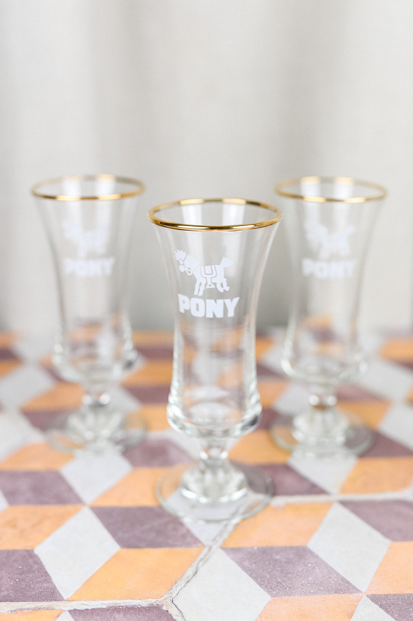 RARE Pony Glasses, Set of 3, Made in England, Liquor Vintage Glasses