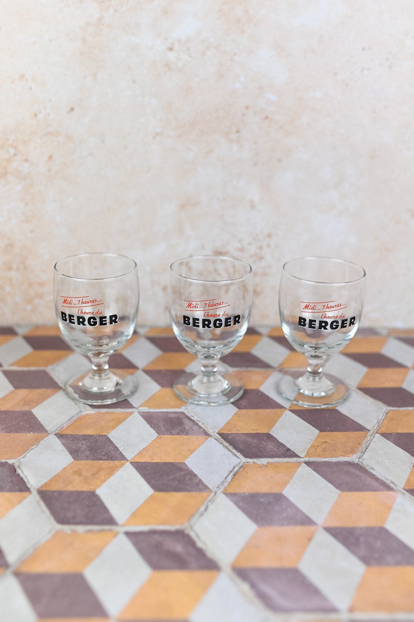 Traditional Vintage Berger Glasses, Set of 3