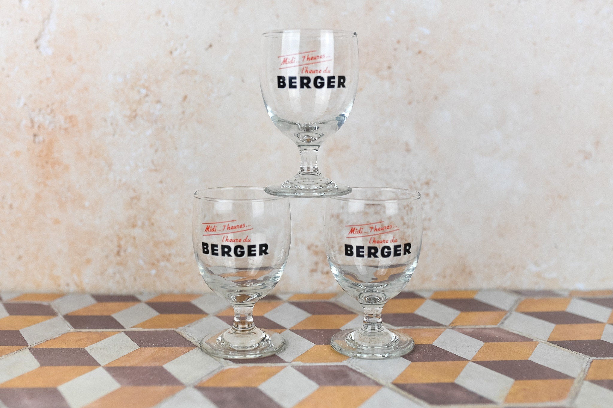 Traditional Vintage Berger Glasses, Set of 3