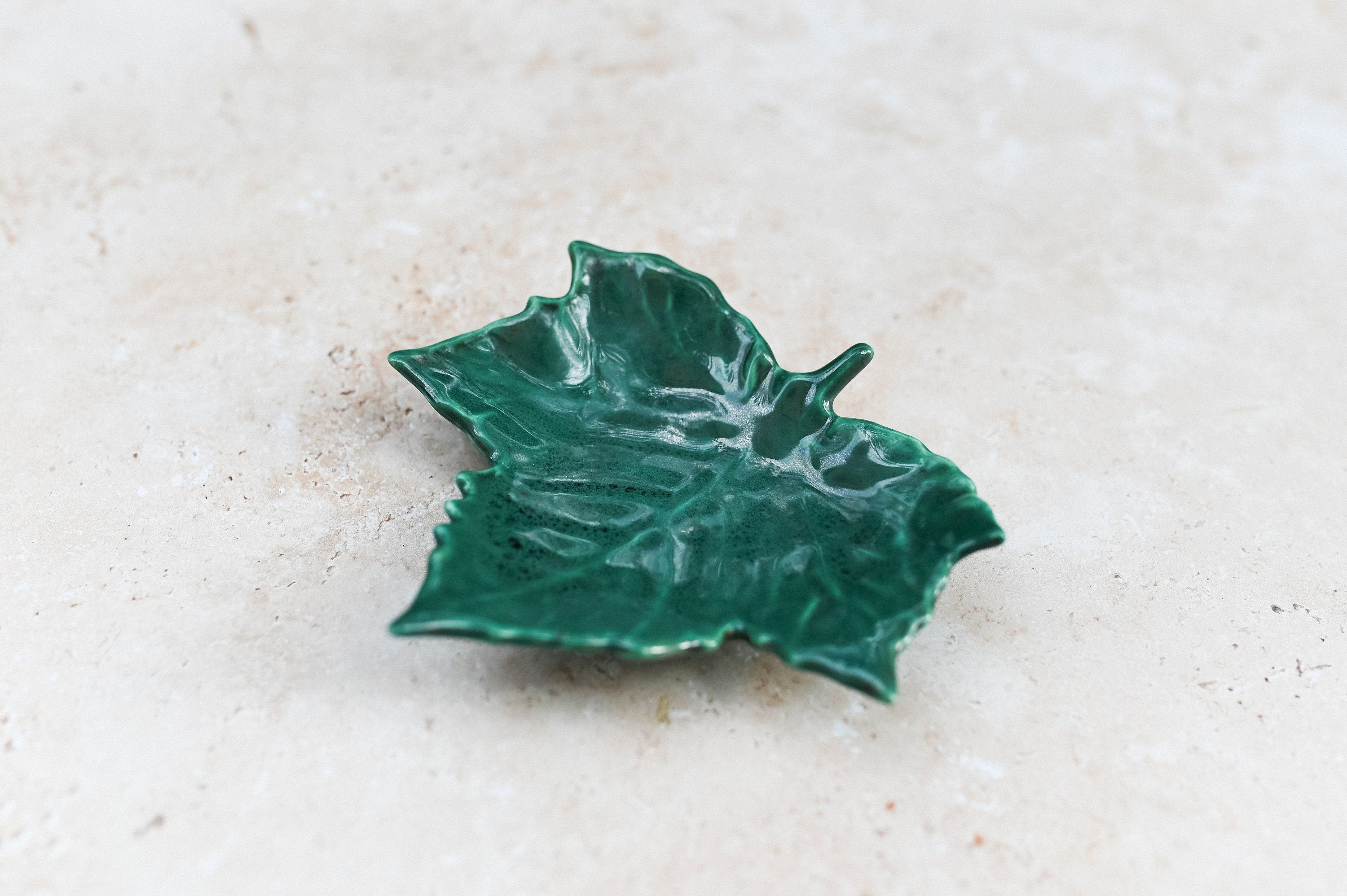 French Green Majolica Leaf Sarreguemine