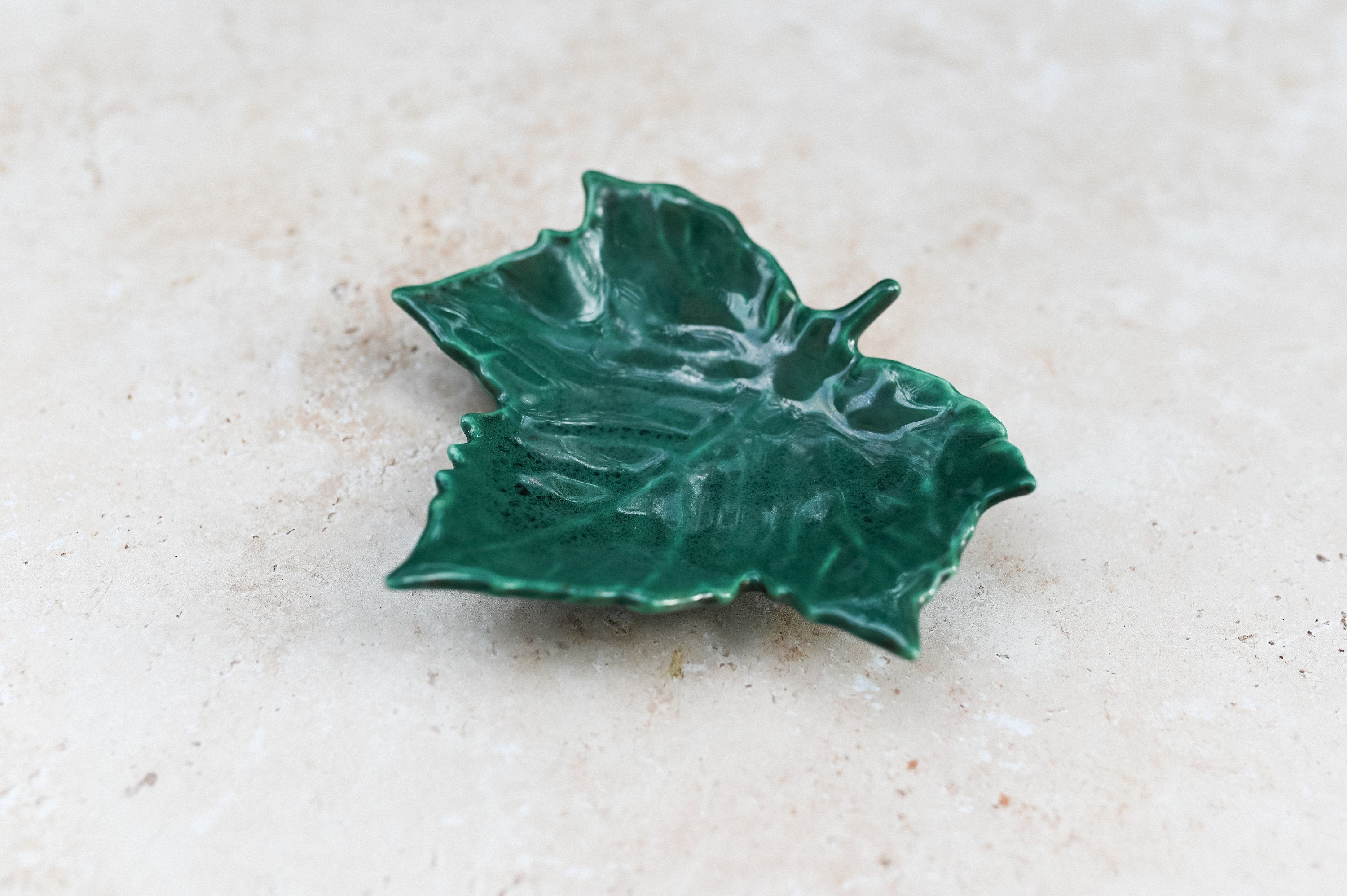 French Green Majolica Leaf Sarreguemine