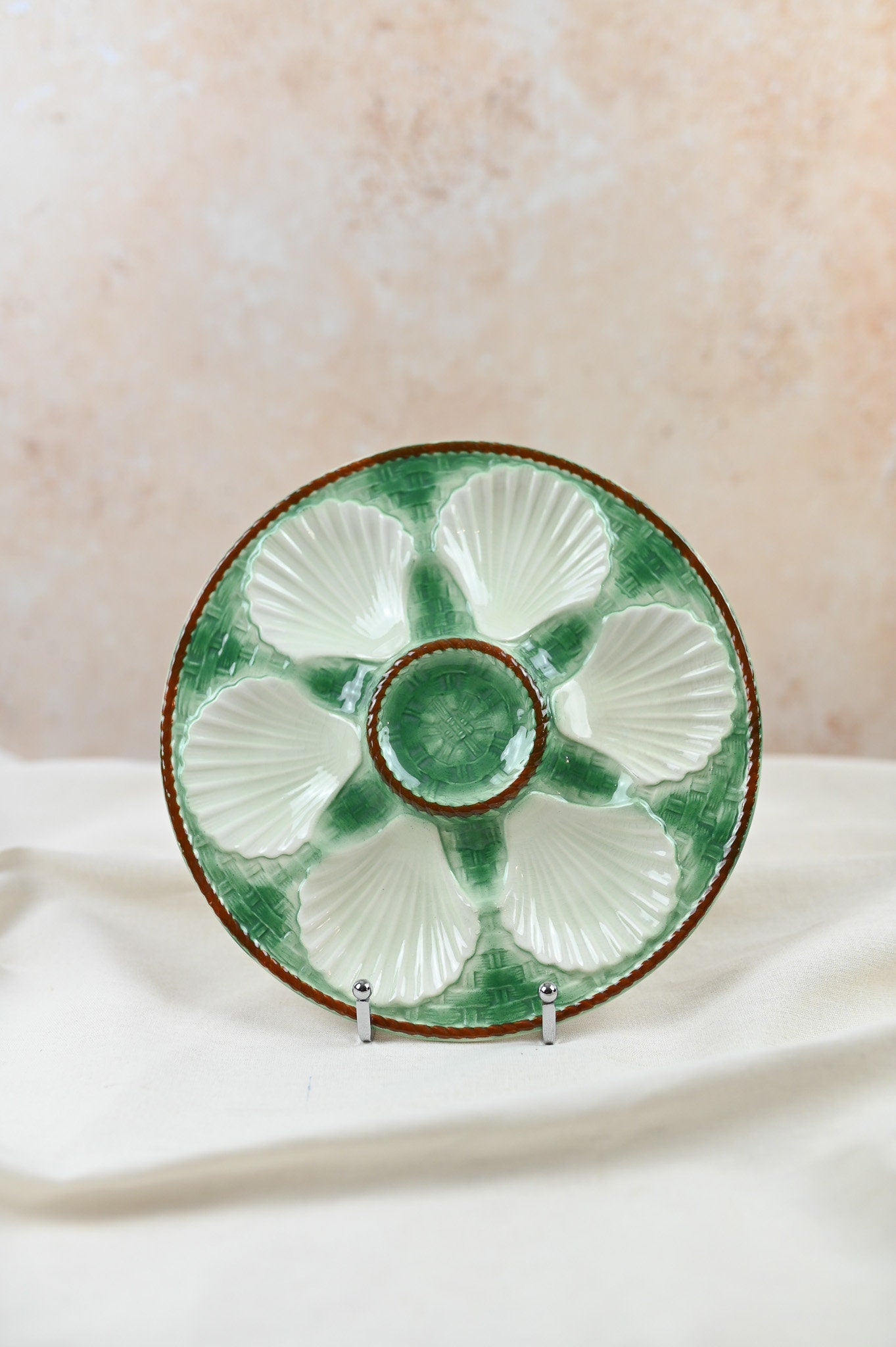 Vintage Majolica Oyster Plates