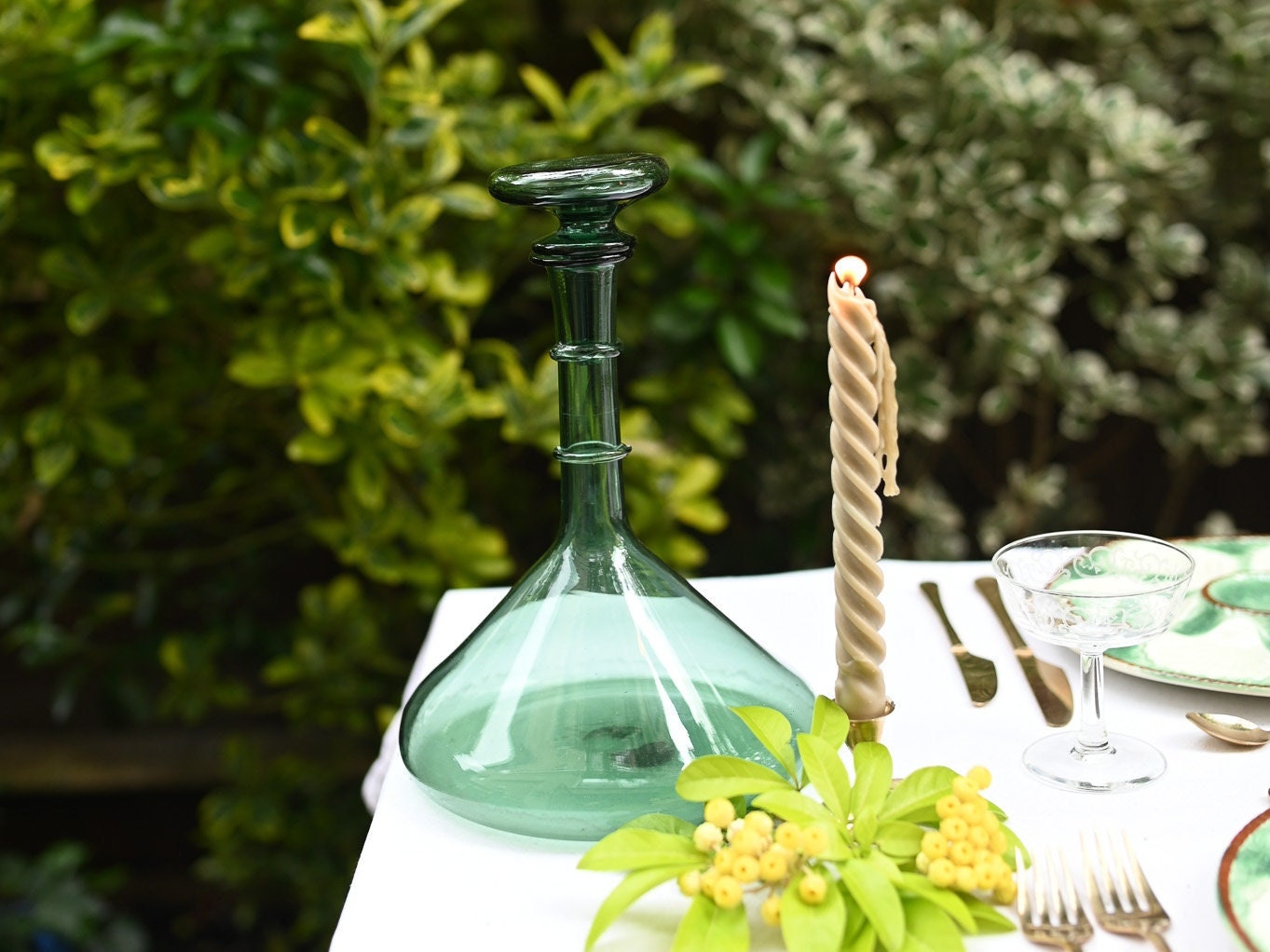 Mid Century Empoli Green Glass Decanter