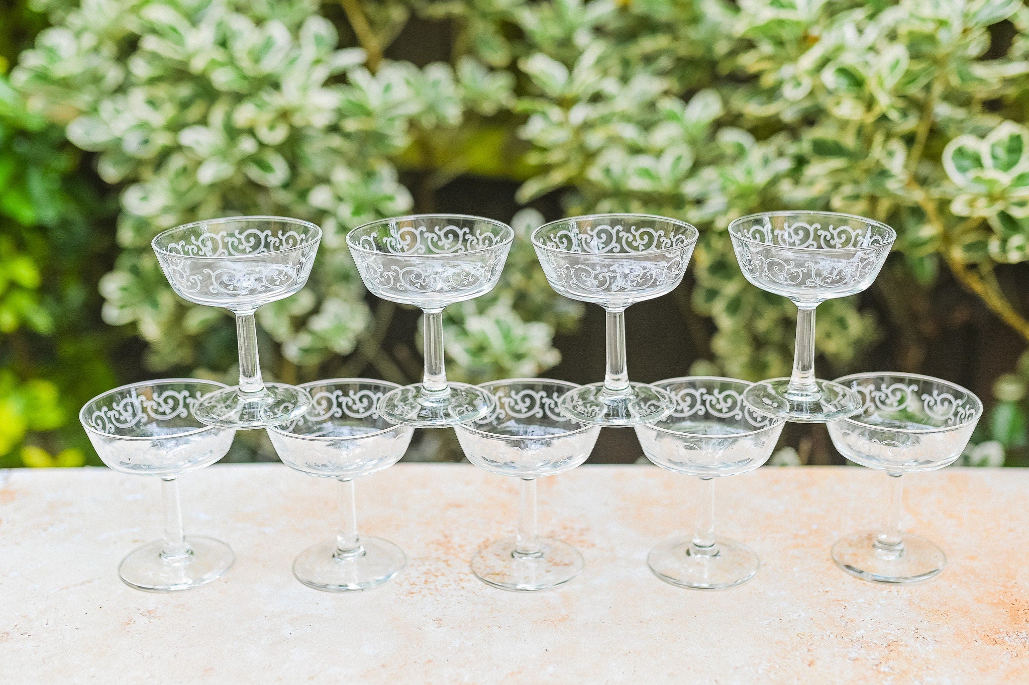 Champagne Coupes, Set of 9