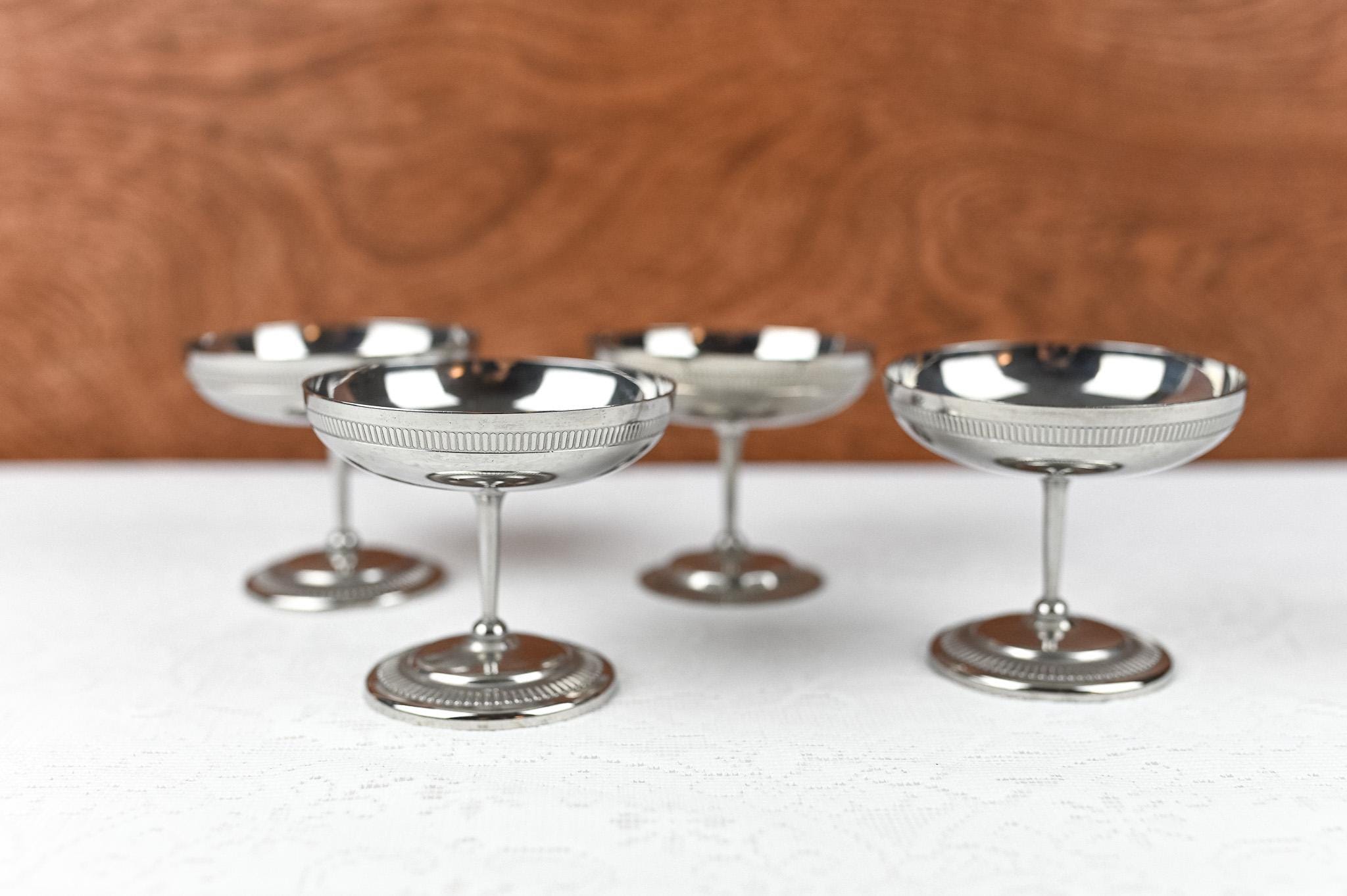 Vintage Stainless Steel Coupe, Set of 4