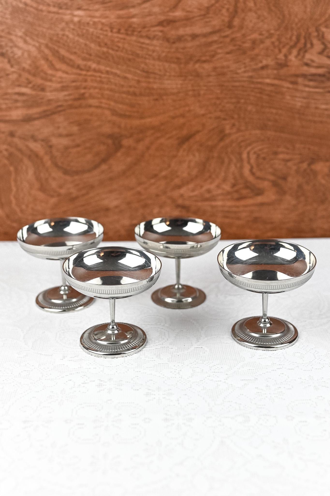 Vintage Stainless Steel Coupe, Set of 4