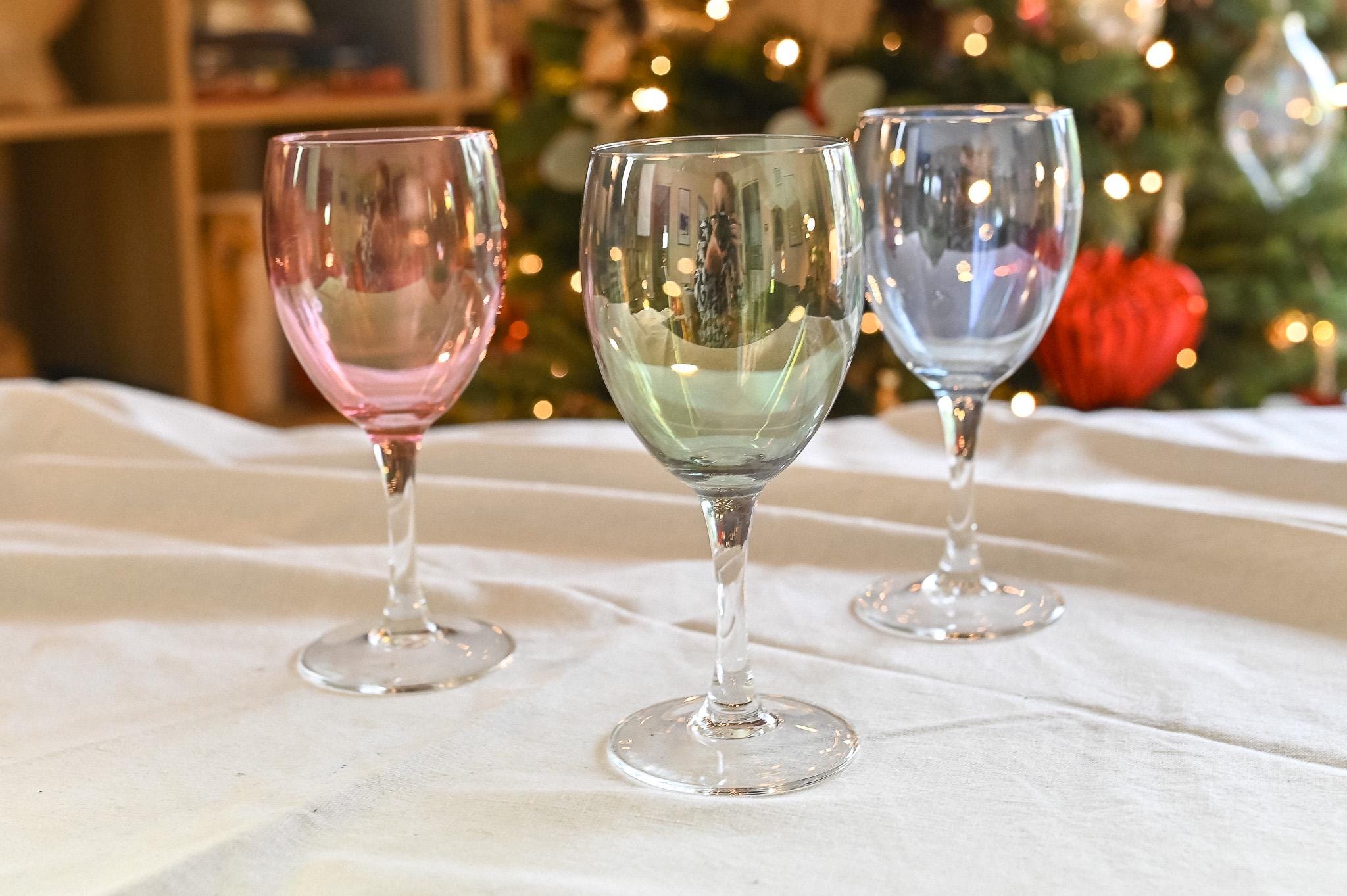 Coloured Tainted Wine Glasses, Set of 3