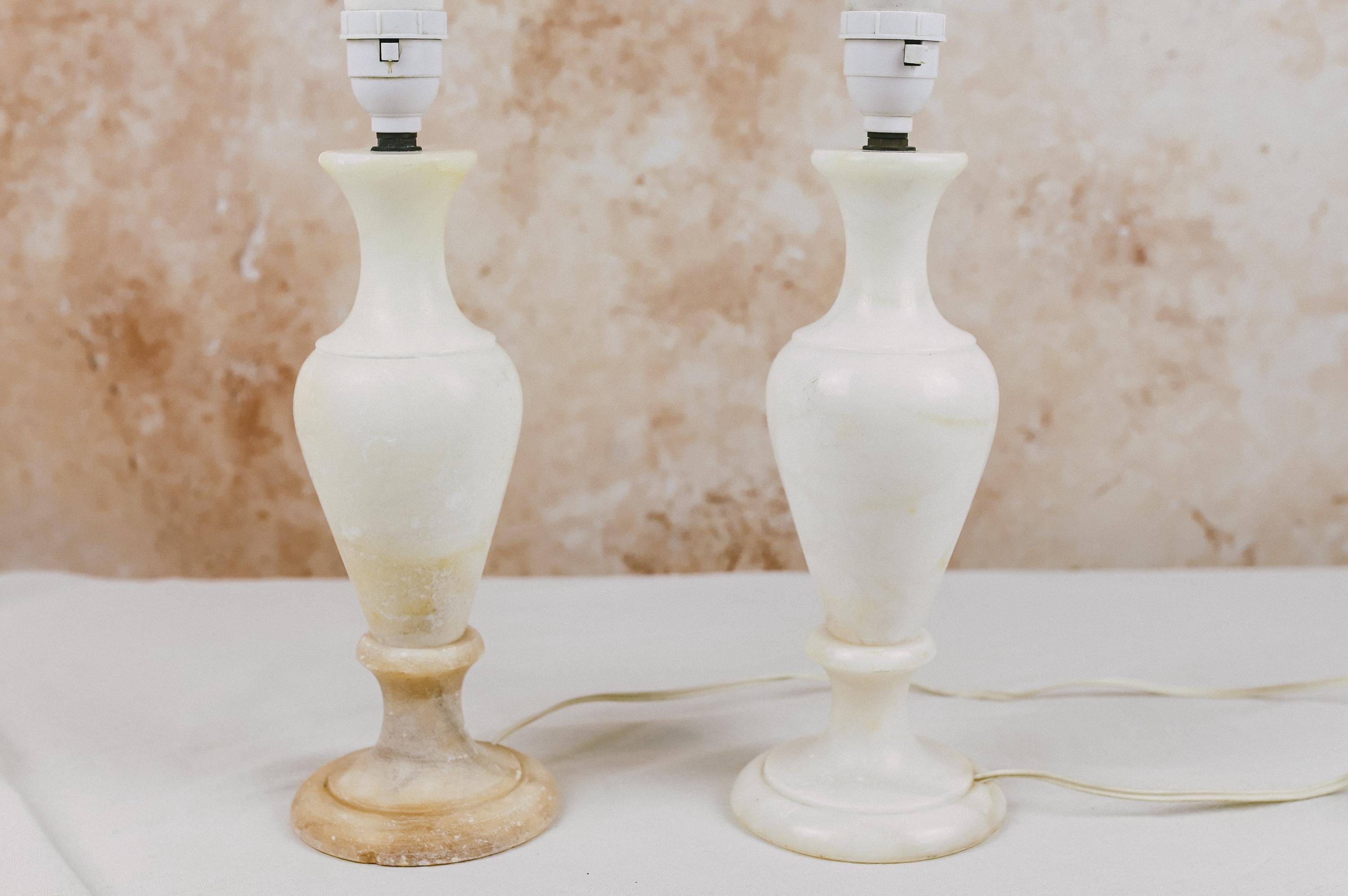 Italian Alabaster Table Lamps, Set of Two