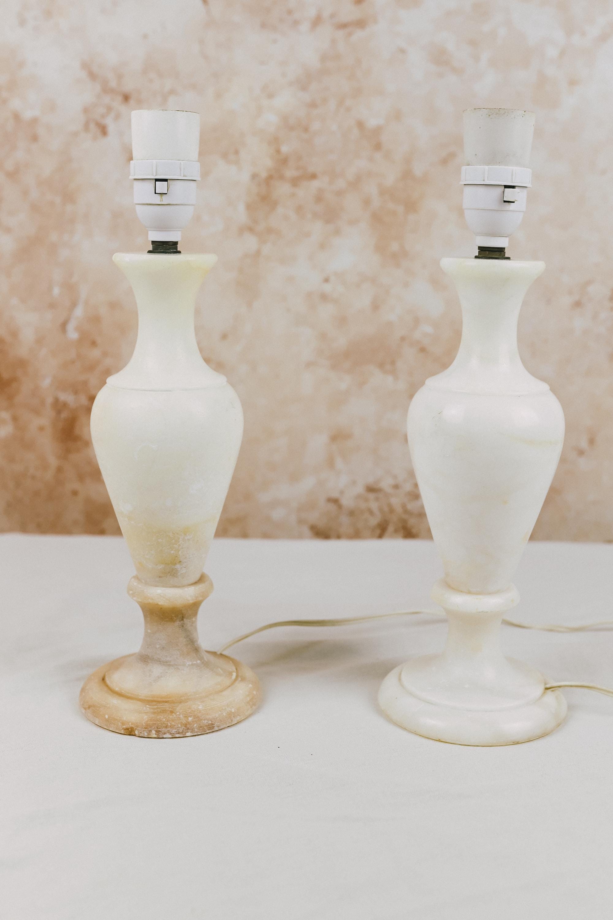 Italian Alabaster Table Lamps, Set of Two