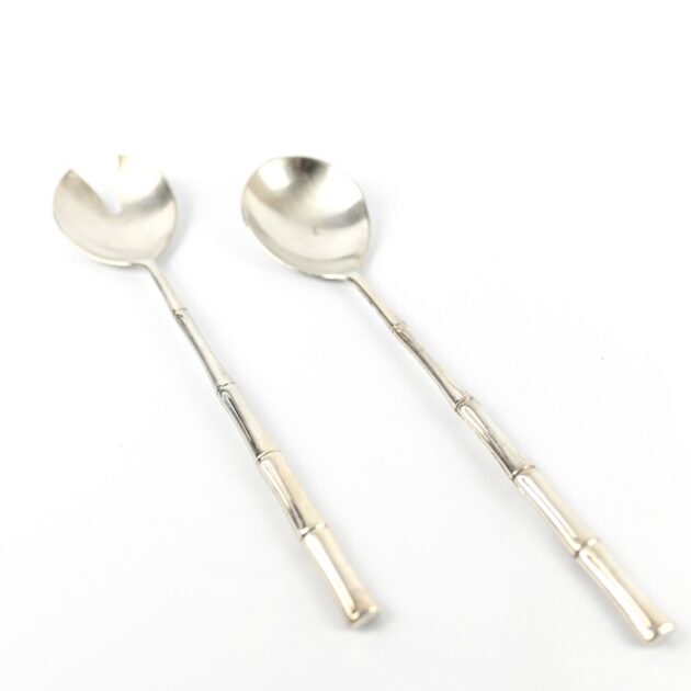 Silver Plated Bamboo Salad Servers