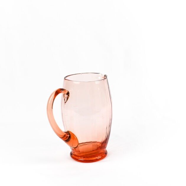 Ribbed Pink Glass Jug