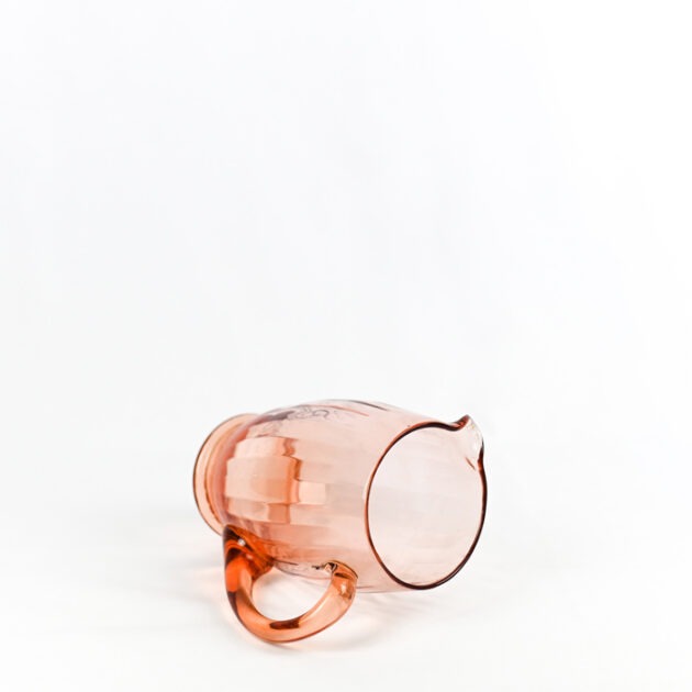 Ribbed Pink Glass Jug