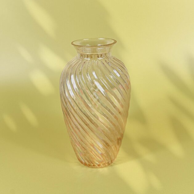Iridescent Pink Glass Vase