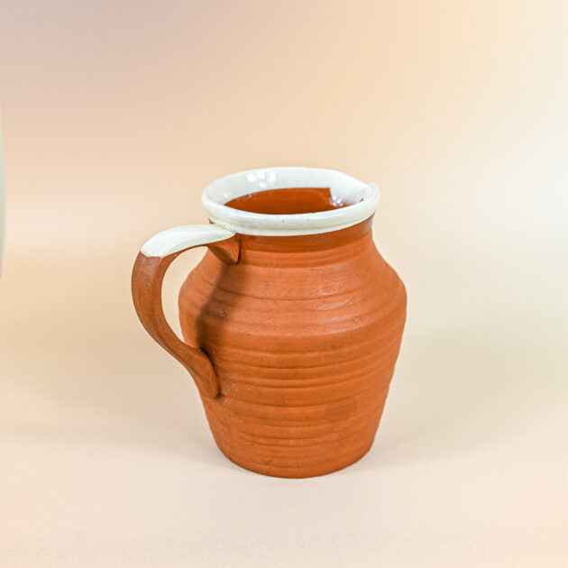 Earthenware Pitcher with White Rim