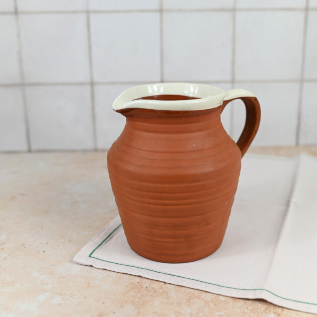 Earthenware Pitcher with White Rim