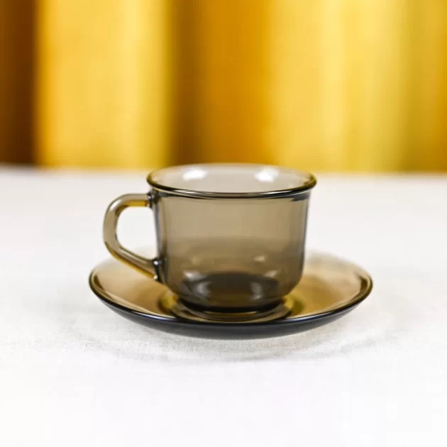 Black Smoked Glass Coffee Cup