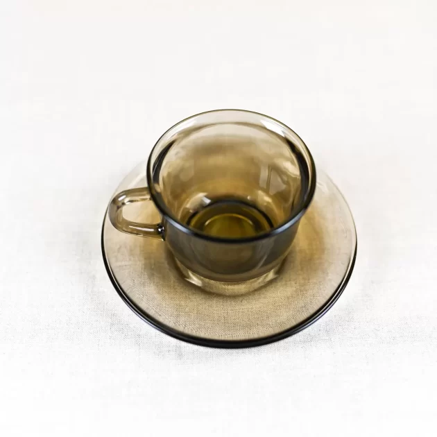 Black Smoked Glass Coffee Cup